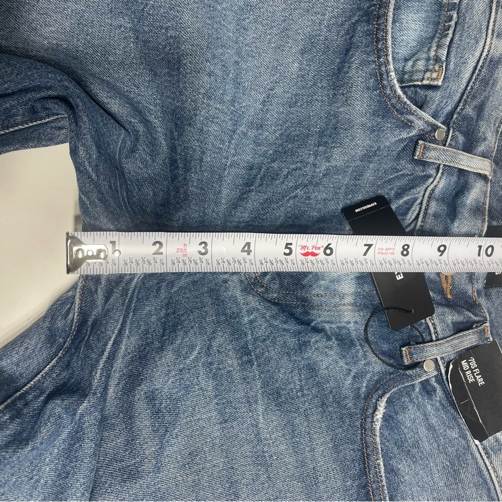 Express 70s flare mid-rise denim jeans. Size 2R. Distressed hem. NWT. MSRP $88. - Picture 12 of 15